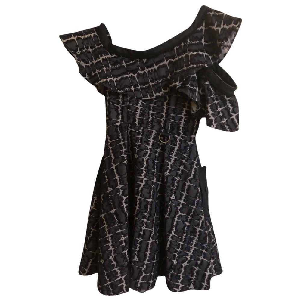 Self-Portrait Ruffled Denim Mini Dress